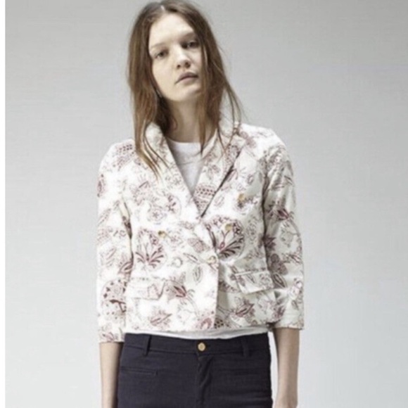 Isabel Marant Jacket Lisa Paisley Cropped Double Breasted in Purple White - Picture 4 of 10